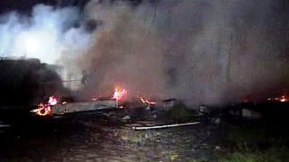 Požár romského tábora