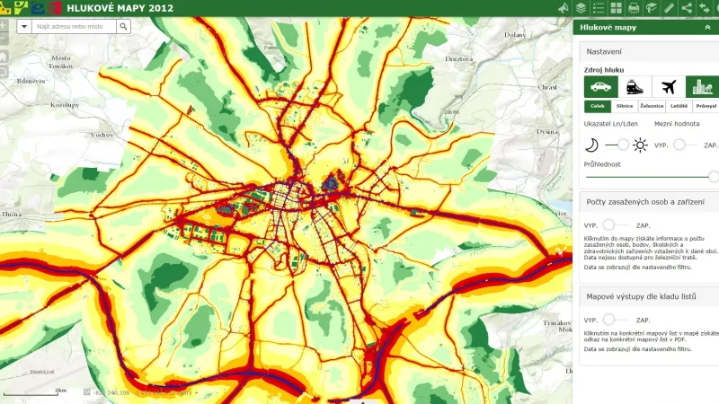 Hluková mapa Plzně