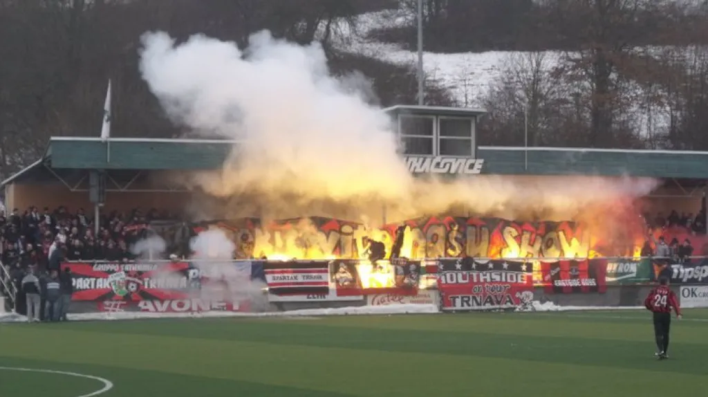 Fotbalový zápas v Luhačovicích mezi Zlínem a Trnavou