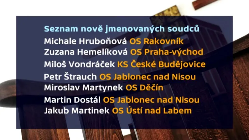 Nově jmenovaní soudci