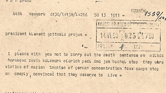 Telegram Alberta Einsteina Klementu Gottwaldovi