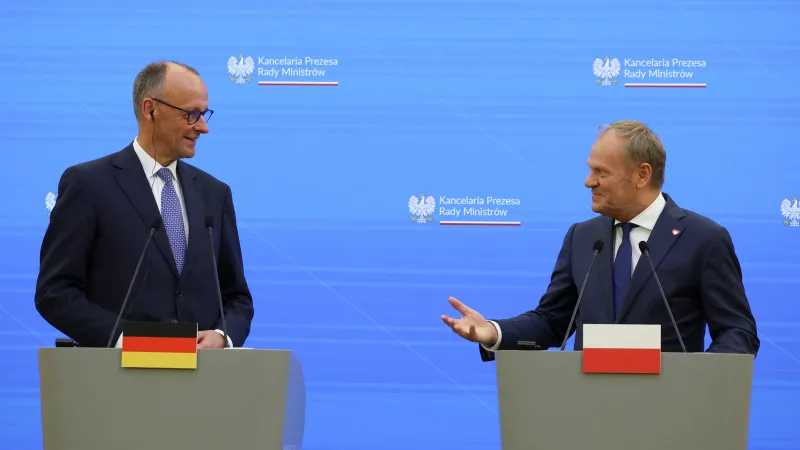 Německý kancléř Friedrich Merz s polským premiérem Donaldem Tuskem