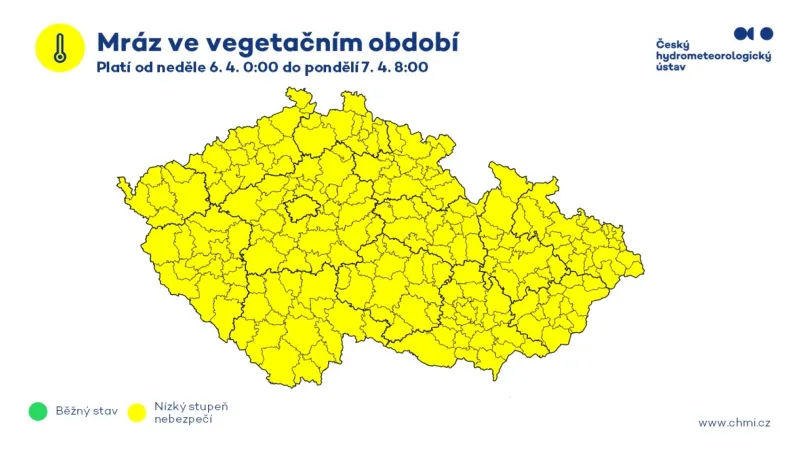Výstraha meteorologů před mrazy ve vegetačním období