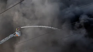 Následky dronového útoku na Kyjev