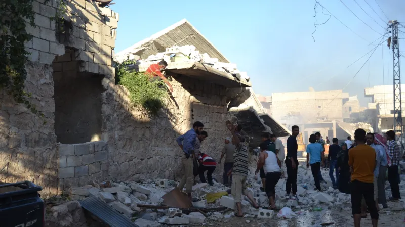 Důsledky náletů v oblasti Idlíbu