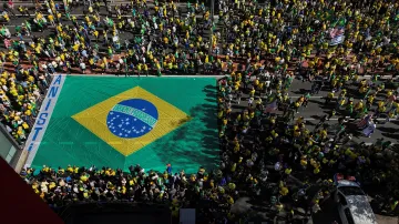 Shromáždění na podporu brazilského exprezidenta Jaira Bolsonara ve městě Sao Paolo