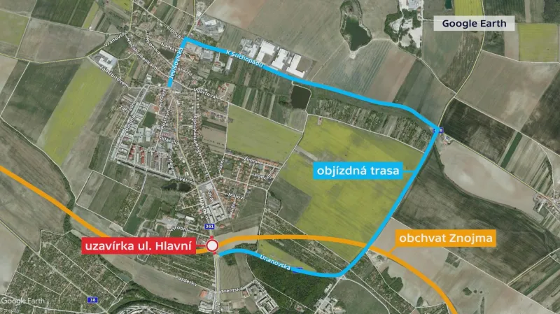 Uzavírka a objízdná trasa ve Znojmě