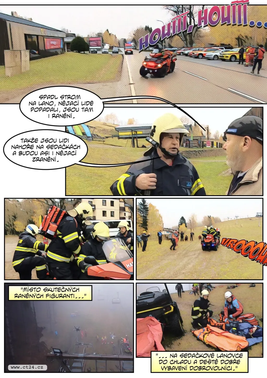 Cvičení záchrany lidí z lanovky