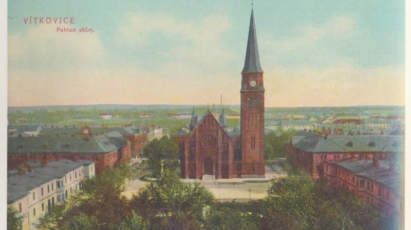 Kostel ve Vítkovicích na dobové pohlednici