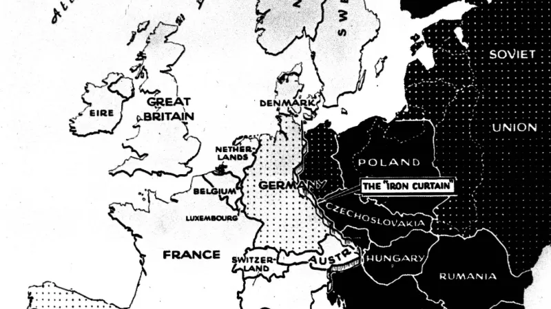 Mapa zemí (ne)účastnících se Marshallova plánu. Německo je označeno jako země, která nebyla pozvána, budoucí Západní Německo se ale plánu účastnilo (Německo bylo pod okupační správou Spojenců)