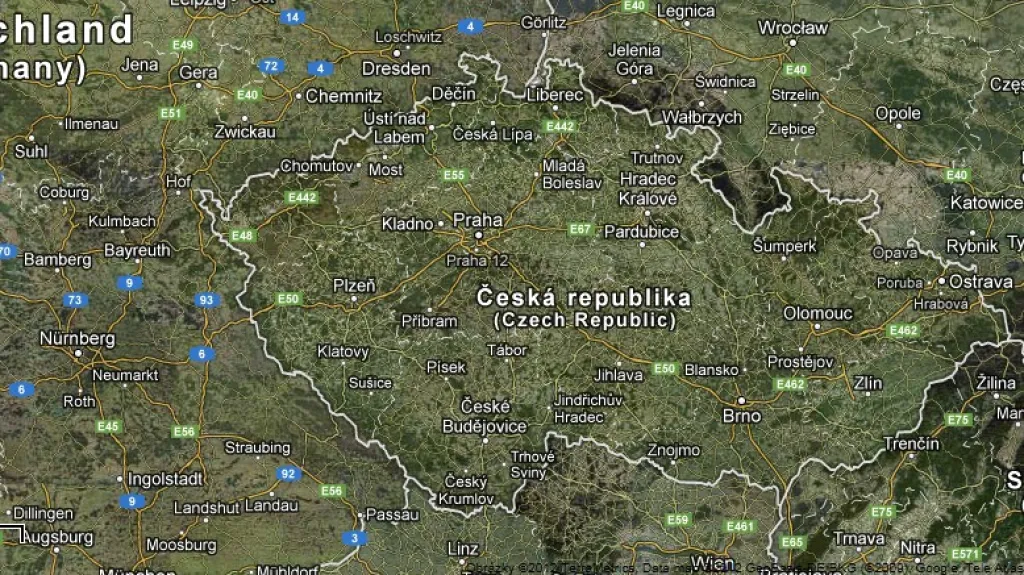 Satelitní snímek ČR