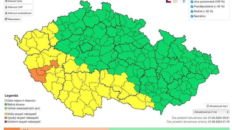 Platná výstraha od ČHMÚ