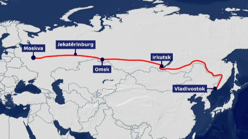 Transsibiřská magistrála - mapa
