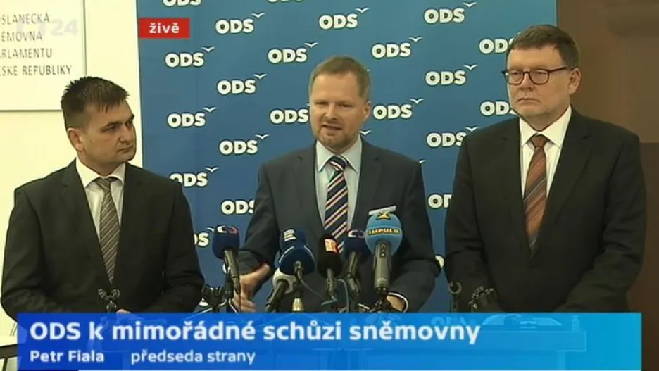 Brífink ODS a TOP 09 k mimořádné schůzi sněmovny