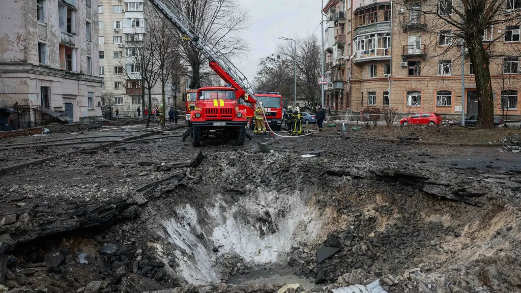 Následky ruského raketového útoku na Kyjev z 21. března 2024