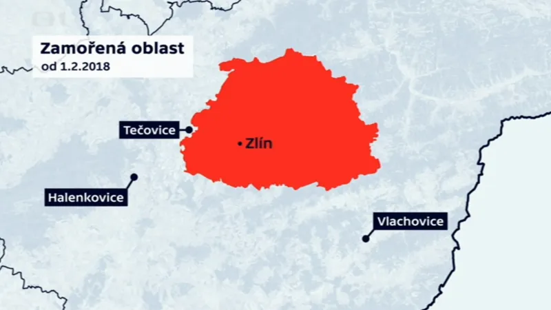 Změna území zamořené oblasti po jeho redukci