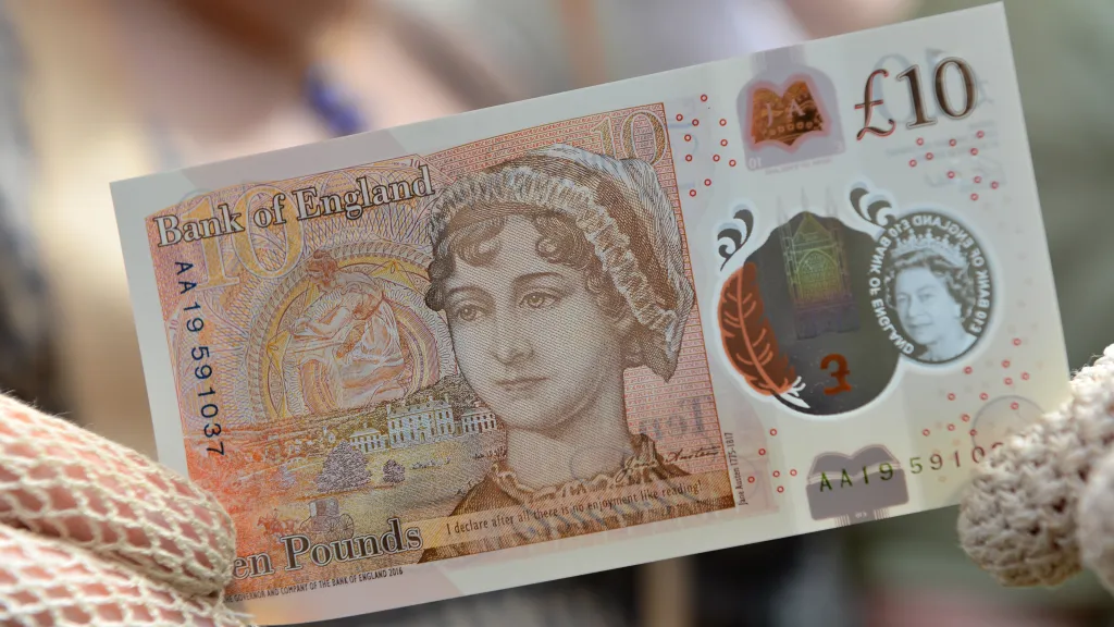 Desetilibrová bankovka s Jane Austenovou