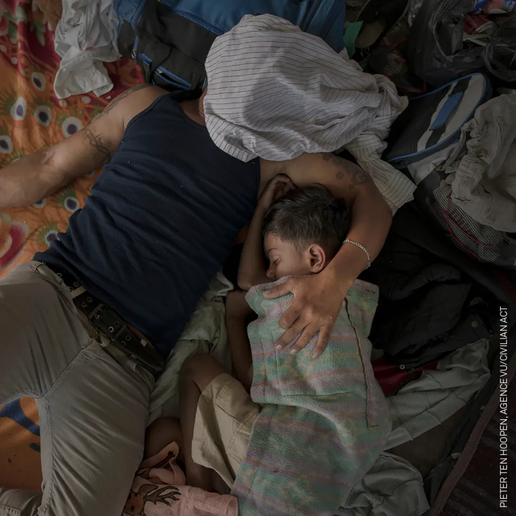 Nominace na vítěznou fotografickou sérii roku. Pieter Ten Hoopen, Agence Vu – Během října a listopadu 2018 se tisíce uprchlíků z Nikaraguy, Salvadoru a Guatemaly vydaly na cestu do USA