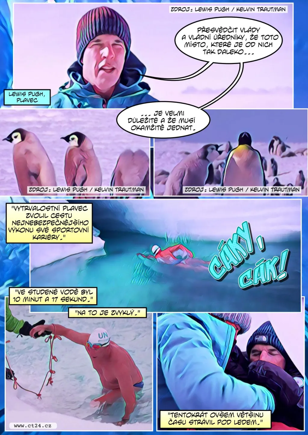 Britský otužilec si zaplaval v ledových vodách Antarktidy