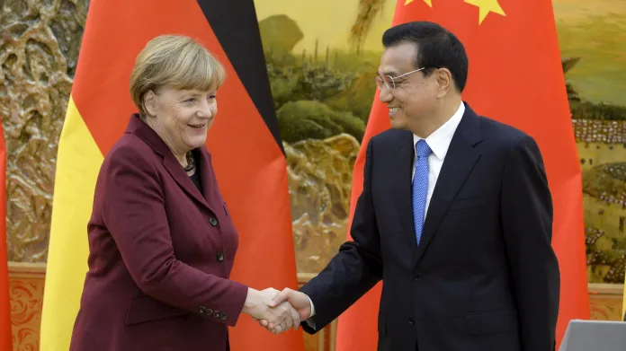 Německá kancléřka Angela Merkelová  a čínský premiér Li Kche-čchiang