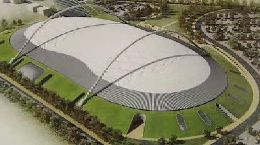 Maketa rychlobruslařského stadionu