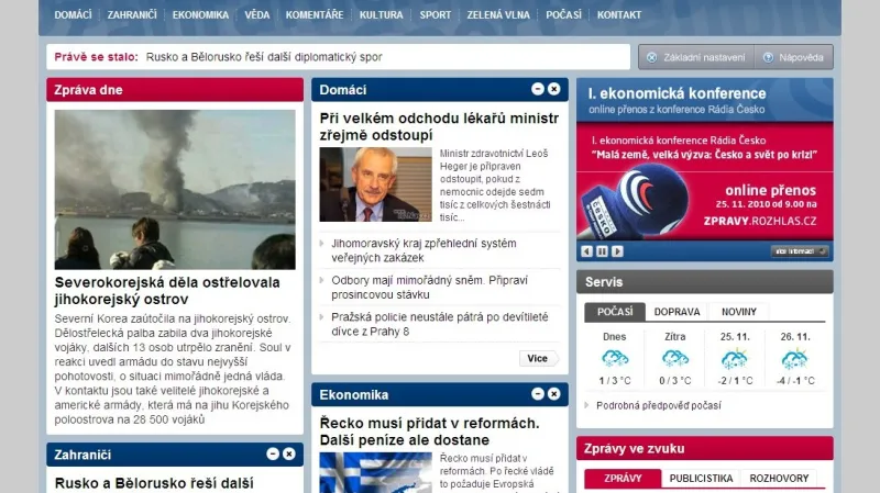 Internetové stránky www.zpravy.rozhlas.cz