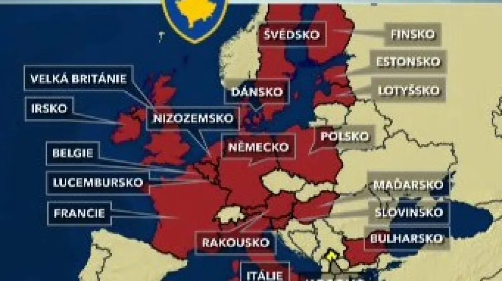 Evropské státy, které uznaly samostatné Kosovo