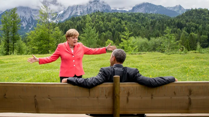 Angela Merkelová a Barack Obama na summitu G7