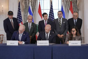 Zástupci USA, Izraele a Libanonu podepsali rámcovou dohodu pro mír