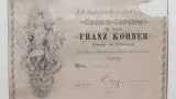 Jeden z diplomů pro místní chřest z roku 1898