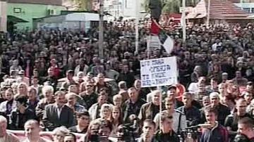Protest kosovských Srbů proti misi EU