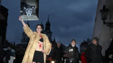 Protest za práva zvířat ke Světovému dni bez kožešin