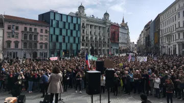 Stávkující studenti v Brně
