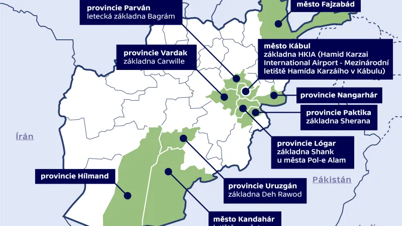 Místa působení českých vojáků v Afghánistánu