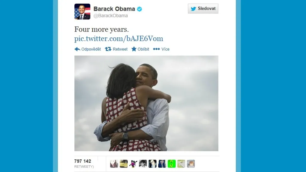 Nejpopulárnější Tweet Baracka Obamy