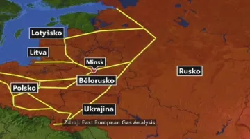 Mapa východoevropských plynovodů