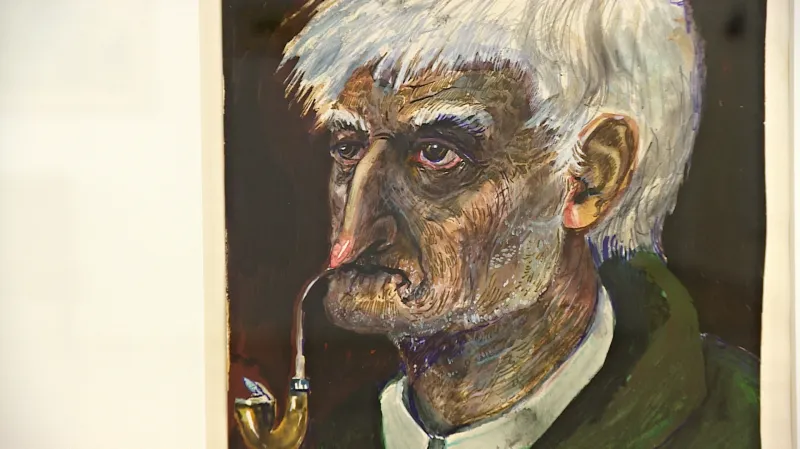 Na svých obrazech zachycoval i postavu podivína Vojtíška Napaty