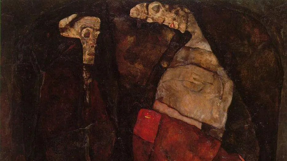 Egon Schiele / Těhotná žena a smrt (detail)