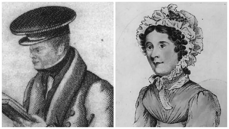 Vrah William Corder a jeho oběť Maria Martenová na dobových kresbách