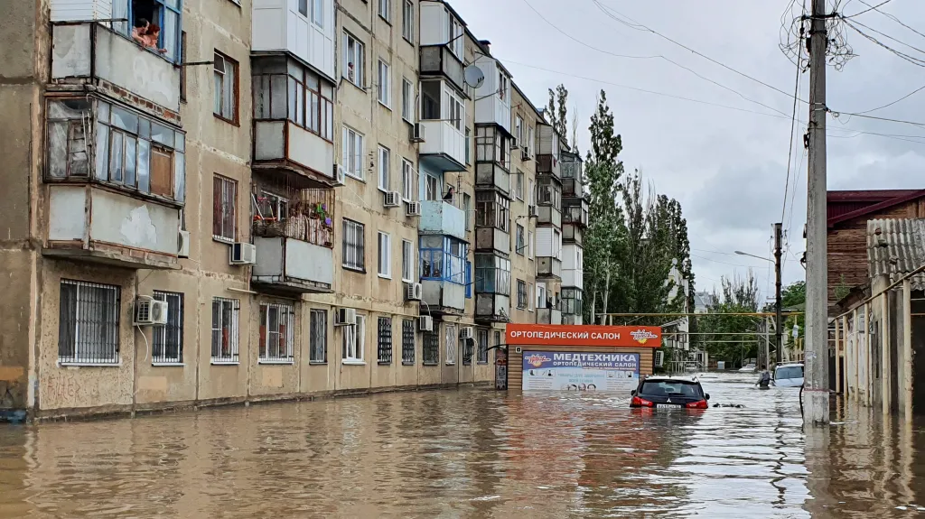 Zatopené ulice ve městě Kerč