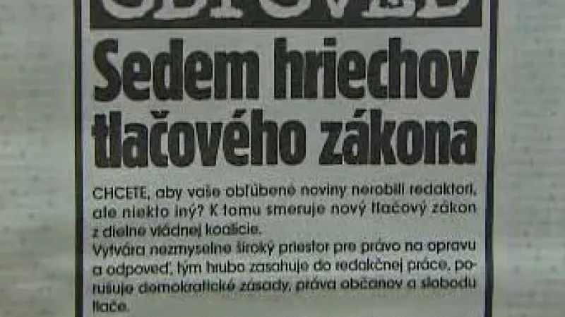 Text protestu slovenských novinářů