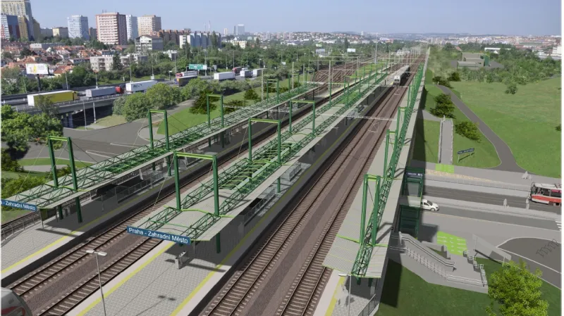 Vizualizace nové železniční stanice Praha – Zahradní Město