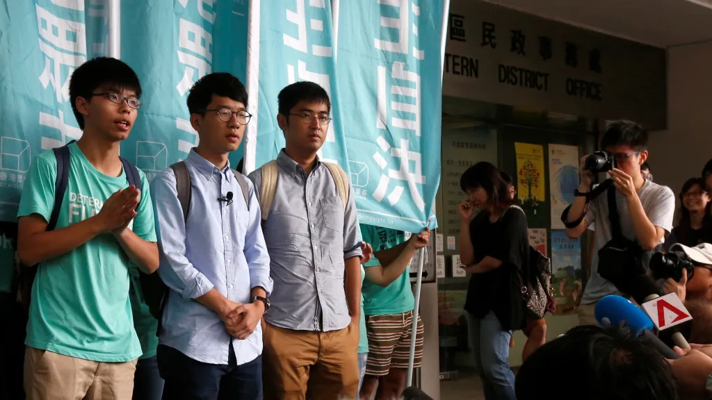 Joshua Wong, Nathan Law a Alex Chow
