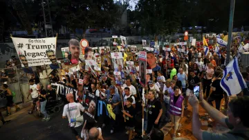 Protest v Izraeli požadující okamžité propuštění rukojmí v Gaze a ukončení války