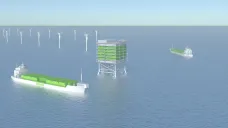 Schéma vodíkové továrny na moři