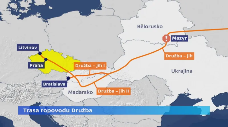 Trasa ropovodu Družba