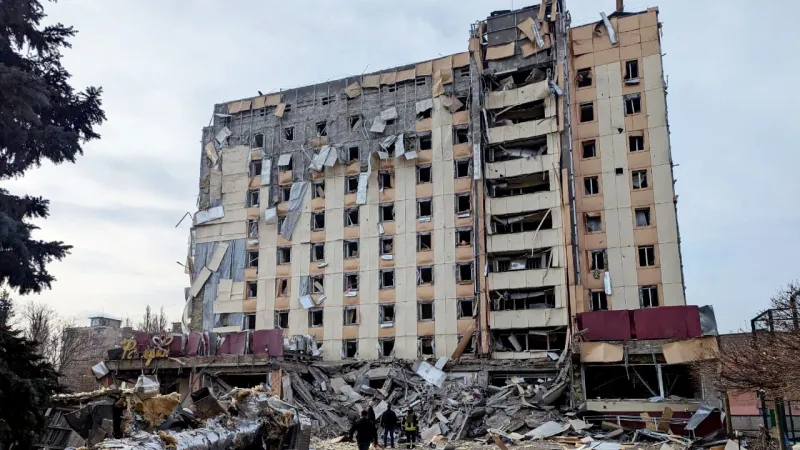 Hotel v Kryvém Rihu po ruském útoku