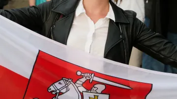 Bělorusové v Praze demonstrují na podporu své země