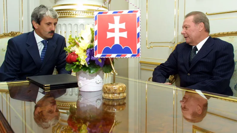 Mikuláš Dzurinda a Rudolf Schuster po volbách 2002