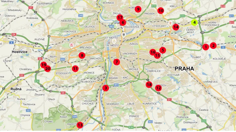Přehled parkovišť P+R v Praze